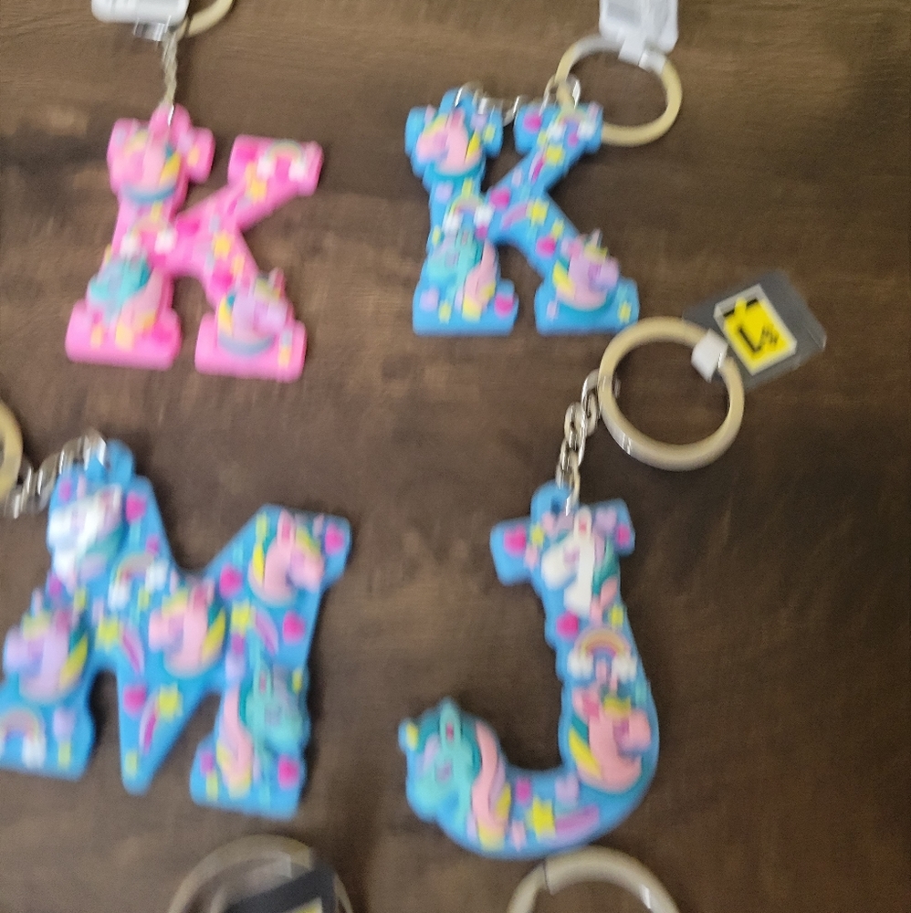 FREE With Another Purchase S Unicorn Initial Keychains  PICK ONE NEW - Picture 2 of 13